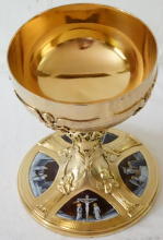 Solid silver gilt antique French Romanesque Chalice.